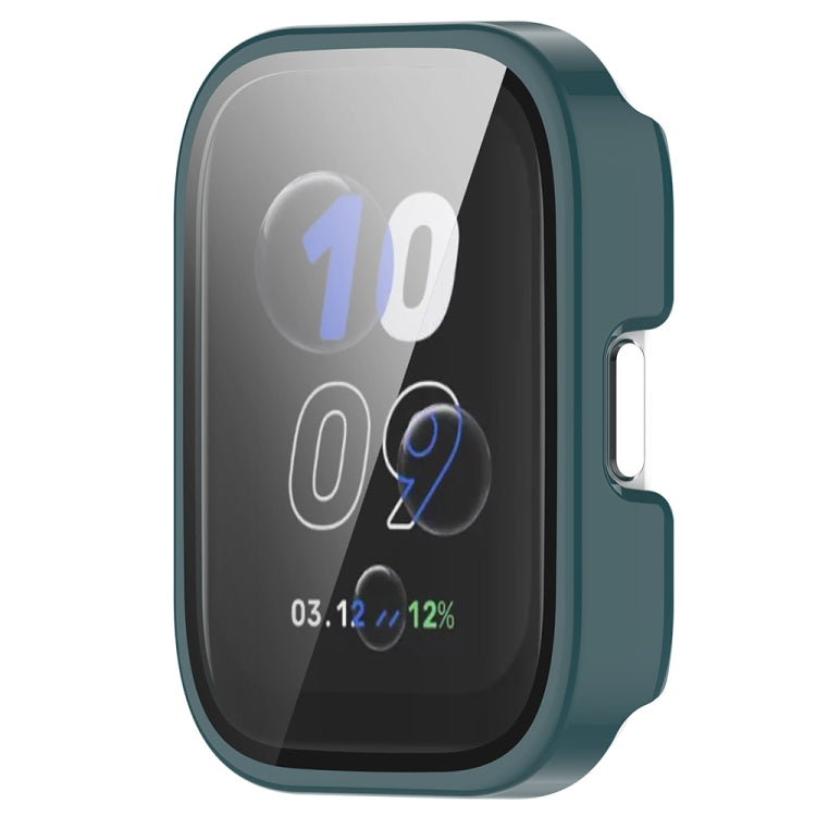 For Amazfit bip5 Unity PC + Tempered Glass Film Integrated Watch Protective Case(Pine Needle Green) - Watch Cases by PMC TechLife | Online Shopping South Africa | PMC TechLife | Buy Now Pay Later Mobicred