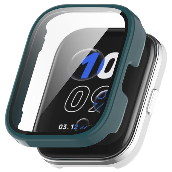 For Amazfit bip5 Unity PC + Tempered Glass Film Integrated Watch Protective Case(Pine Needle Green)