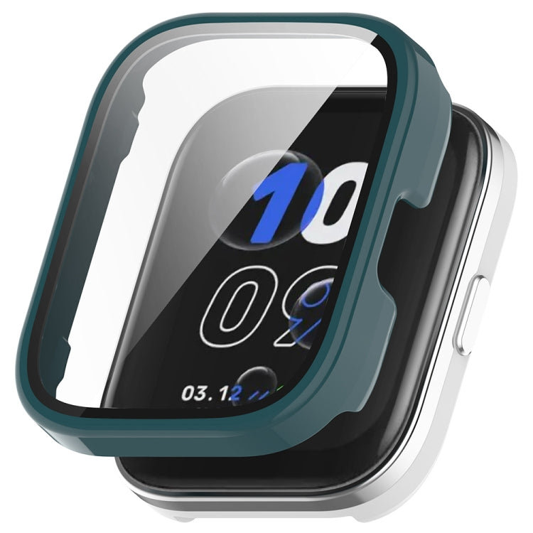 For Amazfit bip5 Unity PC + Tempered Glass Film Integrated Watch Protective Case(Pine Needle Green)