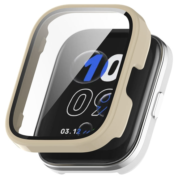 For Amazfit bip5 Unity PC + Tempered Glass Film Integrated Watch Protective Case(Ivory White)
