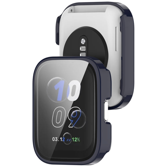 For Amazfit bip5 Unity PC + Tempered Glass Film Integrated Watch Protective Case(Ink Blue)