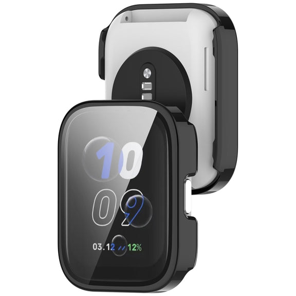 For Amazfit bip5 Unity PC + Tempered Glass Film Integrated Watch Protective Case(Black)
