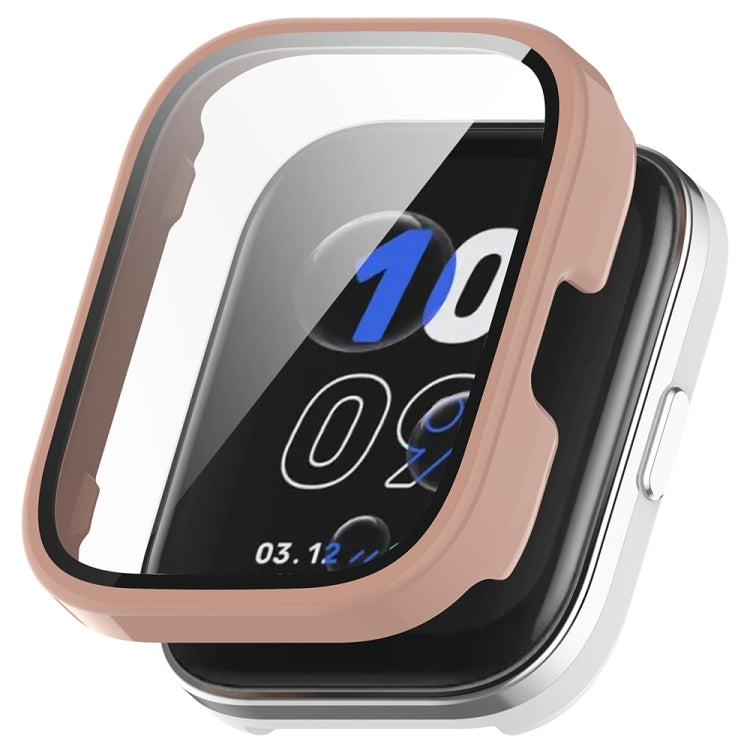 For Amazfit bip5 Unity PC + Tempered Glass Film Integrated Watch Protective Case(Sakura Pink)
