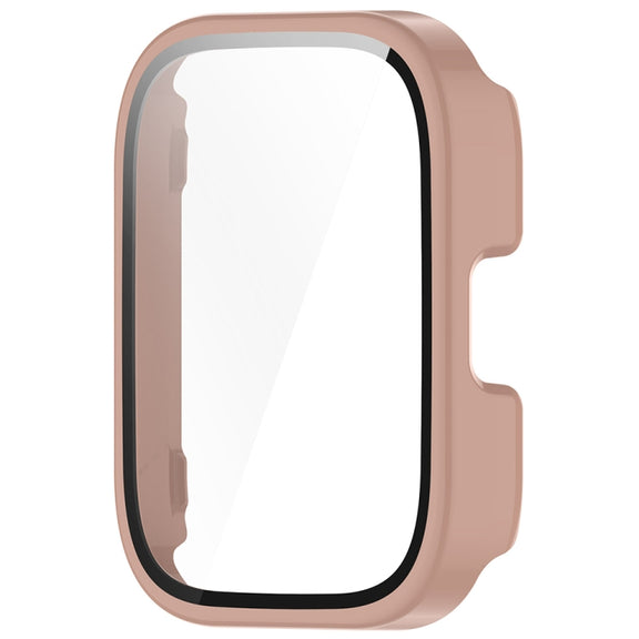 For Amazfit bip5 Unity PC + Tempered Glass Film Integrated Watch Protective Case(Sakura Pink)