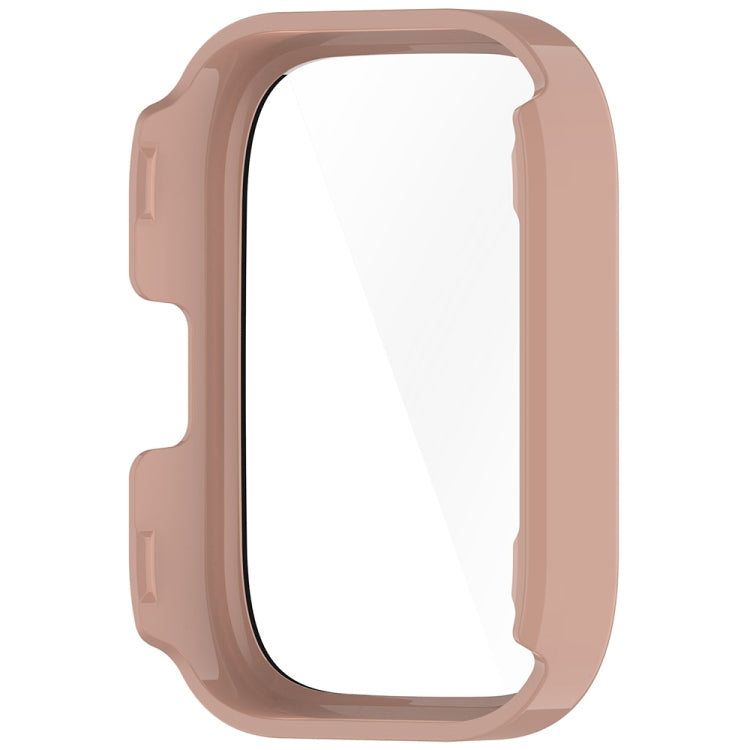 For Amazfit bip5 Unity PC + Tempered Glass Film Integrated Watch Protective Case(Sakura Pink)