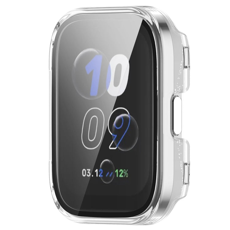 For Amazfit bip5 Unity PC + Tempered Glass Film Integrated Watch Protective Case(Transparent White) - Watch Cases by PMC TechLife | Online Shopping South Africa | PMC TechLife | Buy Now Pay Later Mobicred