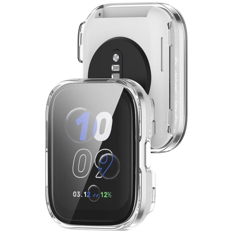 For Amazfit bip5 Unity PC + Tempered Glass Film Integrated Watch Protective Case(Transparent White) - Watch Cases by PMC TechLife | Online Shopping South Africa | PMC TechLife | Buy Now Pay Later Mobicred