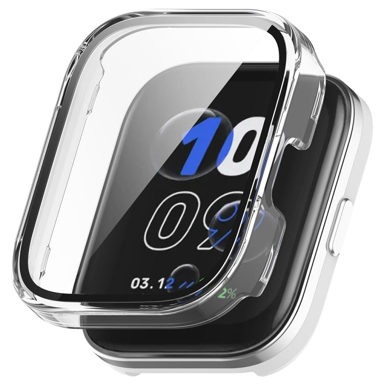 For Amazfit bip5 Unity PC + Tempered Glass Film Integrated Watch Protective Case(Transparent White)