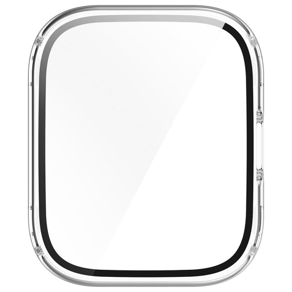 For Amazfit bip5 Unity PC + Tempered Glass Film Integrated Watch Protective Case(Transparent White)
