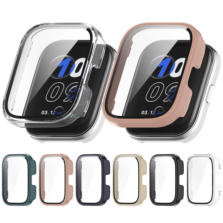 For Amazfit bip5 Unity PC + Tempered Glass Film Integrated Watch Protective Case(Ivory White)