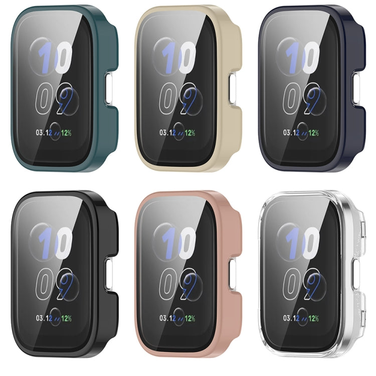 For Amazfit bip5 Unity PC + Tempered Glass Film Integrated Watch Protective Case(Black)
