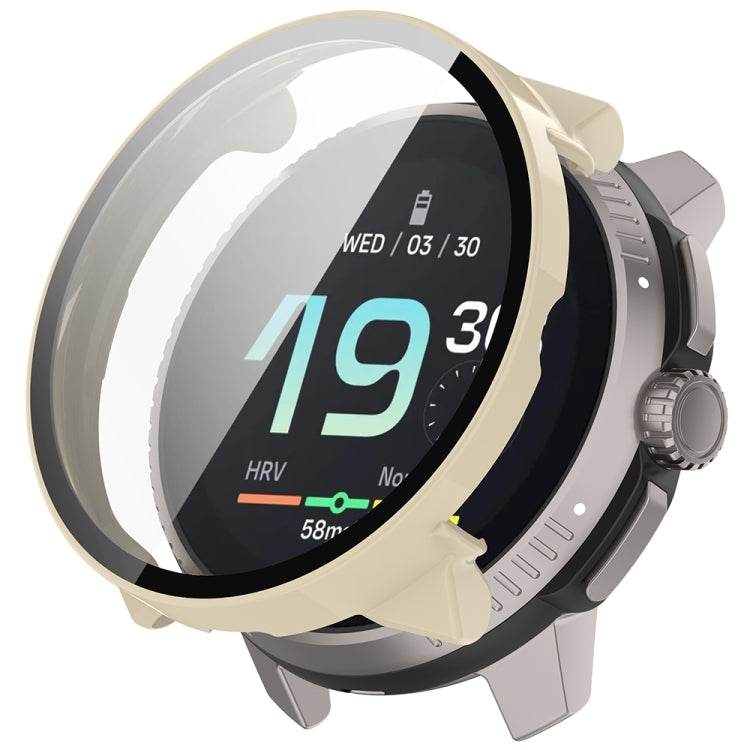 For Suunto Race PC + Tempered Glass Film Integrated Watch Protective Case(Ivory White) - Watch Case by PMC TechLife | Online Shopping South Africa | PMC TechLife | Buy Now Pay Later Mobicred