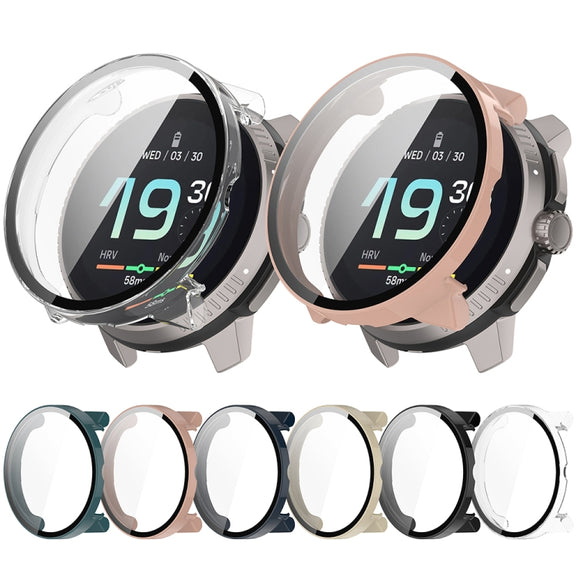 For Suunto Race PC + Tempered Glass Film Integrated Watch Protective Case(Pink)