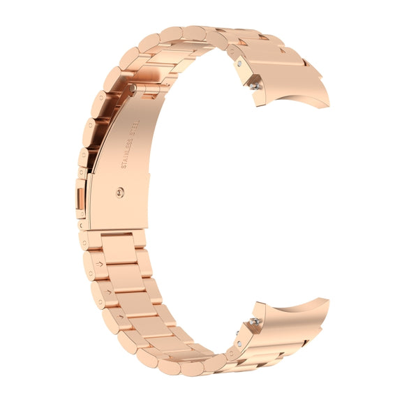 For Samsung Galaxy Watch 7 40 / 44mm Three Bead Stainless Steel Metal Watch Strap(Rose Gold)