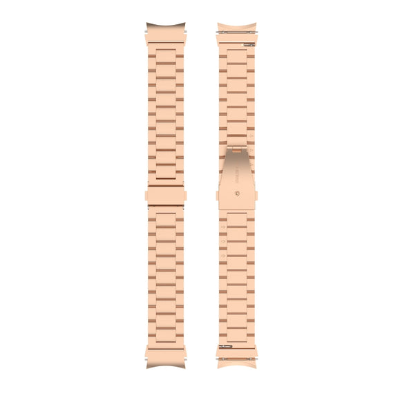 For Samsung Galaxy Watch Ultra 47mm Three Bead Stainless Steel Metal Watch Strap(Rose Gold)