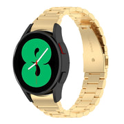 For Samsung Galaxy Watch FE 40mm Three Bead Stainless Steel Metal Watch Strap(Gold)