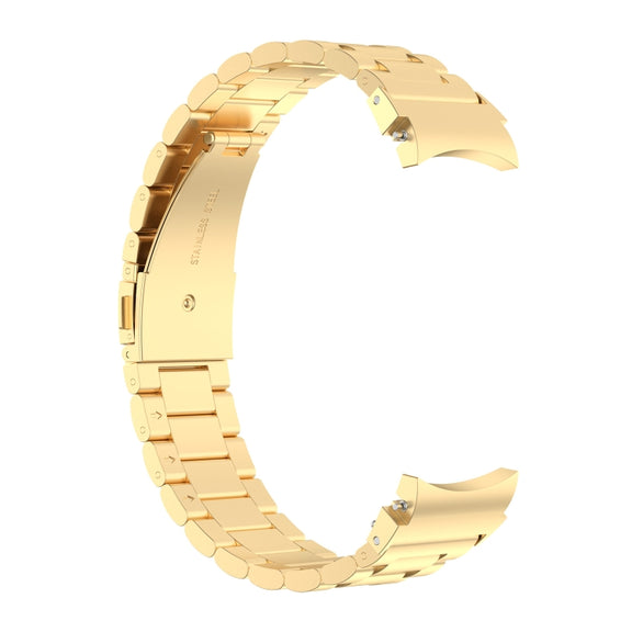 For Samsung Galaxy Watch FE 40mm Three Bead Stainless Steel Metal Watch Strap(Gold)
