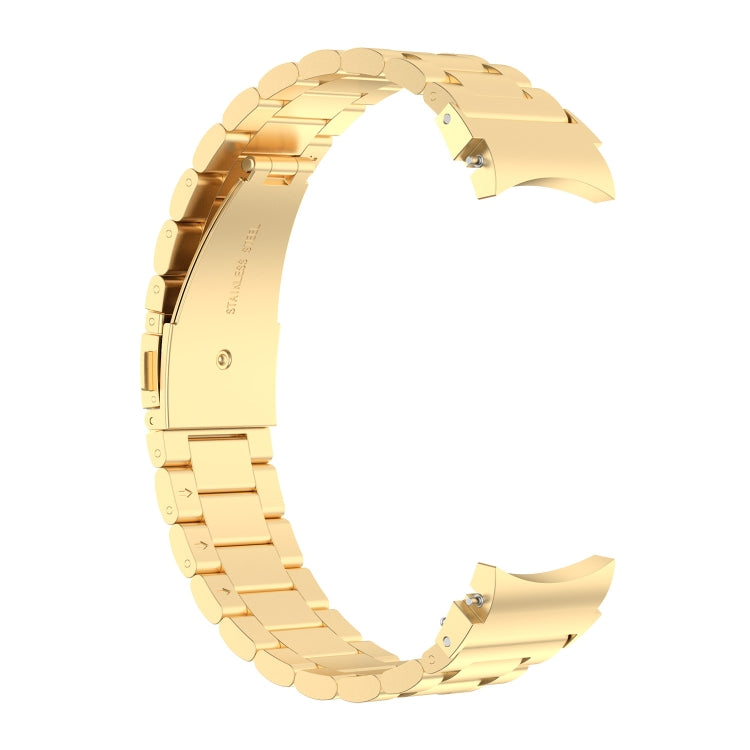 For Samsung Galaxy Watch FE 40mm Three Bead Stainless Steel Metal Watch Strap(Gold)