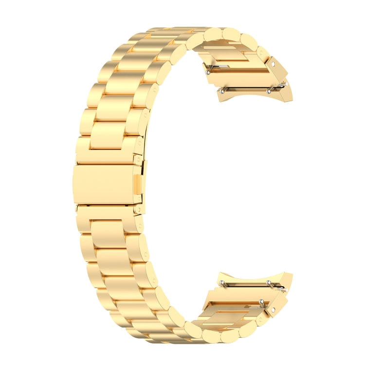 For Samsung Galaxy Watch FE 40mm Three Bead Stainless Steel Metal Watch Strap(Gold)