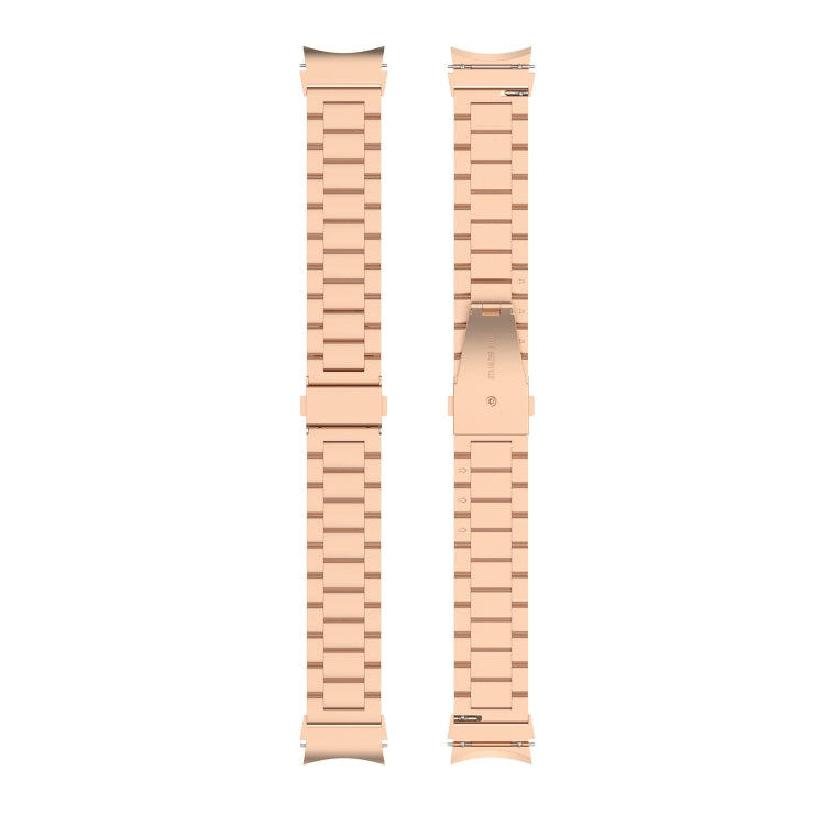 For Samsung Galaxy Watch FE 40mm Three Bead Stainless Steel Metal Watch Strap(Rose Gold)