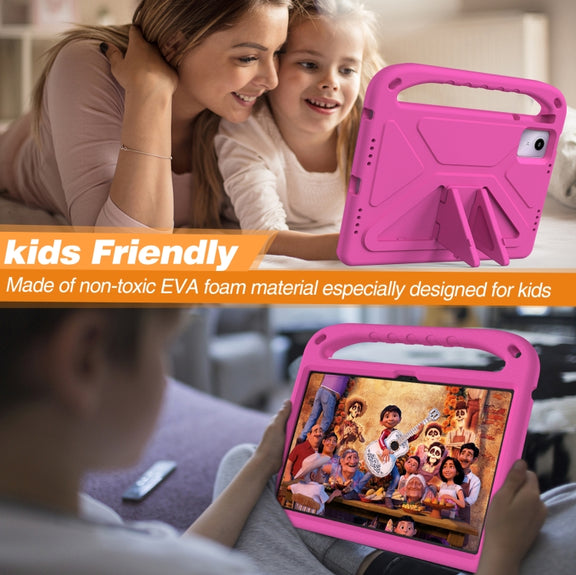 For iPad Pro 13 2024 Handle EVA Shockproof Tablet Case with Holder(RoseRed)