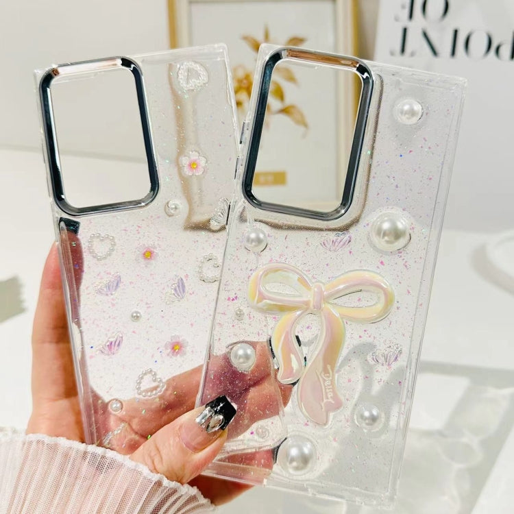 For Samsung Galaxy S25 Ultra 5G Three-dimensional Bow Pearl Love Flower TPU  Phone Case(Pearl Bow)