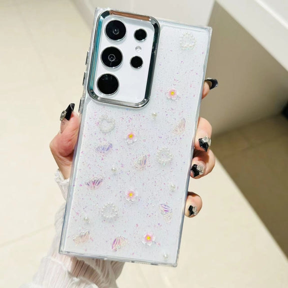 For Samsung Galaxy S25 Ultra 5G Three-dimensional Bow Pearl Love Flower TPU  Phone Case(Pearl Bow)