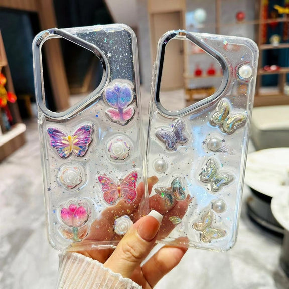 For Huawei Pura 70 Pro 3D Colorful Crystal Butterfly TPU Phone Case(Buterfly Flowers)