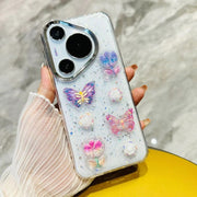 For Huawei Pura 70 Pro 3D Colorful Crystal Butterfly TPU Phone Case(Buterfly Flowers)