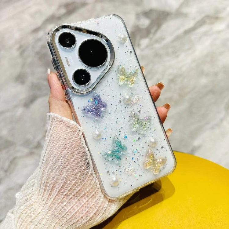 For Huawei Pura 70 Pro 3D Colorful Crystal Butterfly TPU Phone Case(Buterfly Flowers)