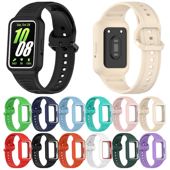 For Samsung Galaxy Fit3 Two Color Frame Integrated Silicone Watch Band(Black)