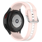 For Samsung Galaxy Watch FE 40mm Two Color Stripe Silicone Watch Band(Pink white)