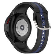 For Samsung Galaxy Watch FE 40mm Two Color Stripe Silicone Watch Band(Black Blue)