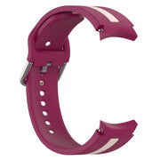 For Samsung Galaxy Watch FE 40mm Two Color Stripe Silicone Watch Band(Wine Red Pink)
