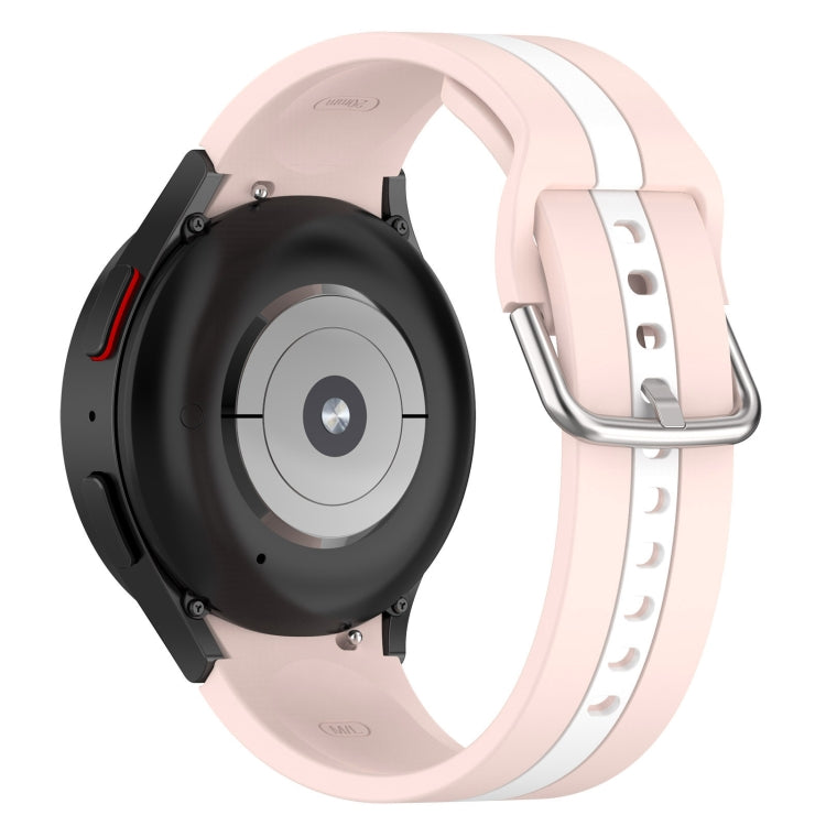 For Samsung Galaxy Watch 7 40 / 44mm Two Color Stripe Silicone Watch Band(Pink white) - free shipping - PMc TechLife - Order now!
