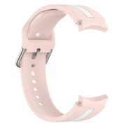 For Samsung Galaxy Watch 7 40 / 44mm Two Color Stripe Silicone Watch Band(Pink white)