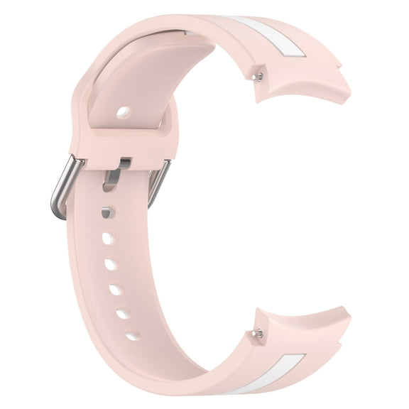 For Samsung Galaxy Watch 7 40 / 44mm Two Color Stripe Silicone Watch Band(Pink white)