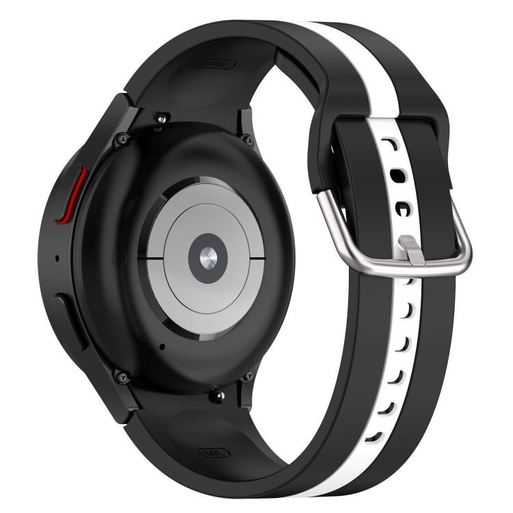 For Samsung Galaxy Watch 7 40 / 44mm Two Color Stripe Silicone Watch Band(Black White)