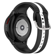 For Samsung Galaxy Watch 7 40 / 44mm Two Color Stripe Silicone Watch Band(Black White)