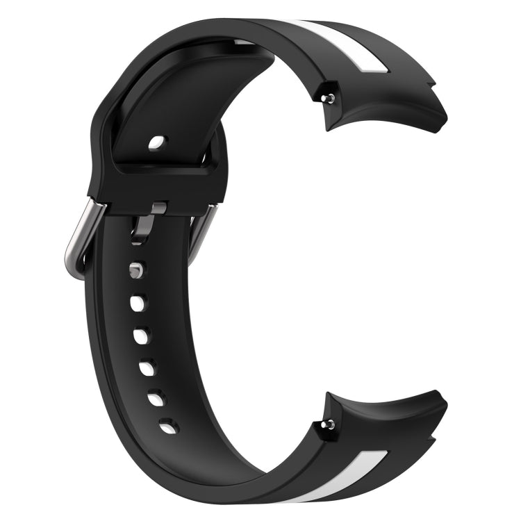 For Samsung Galaxy Watch 7 40 / 44mm Two Color Stripe Silicone Watch Band(Black White)