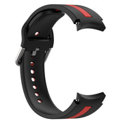 For Samsung Galaxy Watch 7 40 / 44mm Two Color Stripe Silicone Watch Band(Black Red)