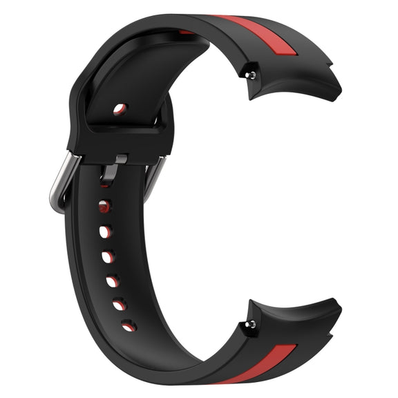 For Samsung Galaxy Watch 7 40 / 44mm Two Color Stripe Silicone Watch Band(Black Red)