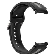 For Samsung Galaxy Watch 7 40 / 44mm Two Color Stripe Silicone Watch Band(Black Gray)