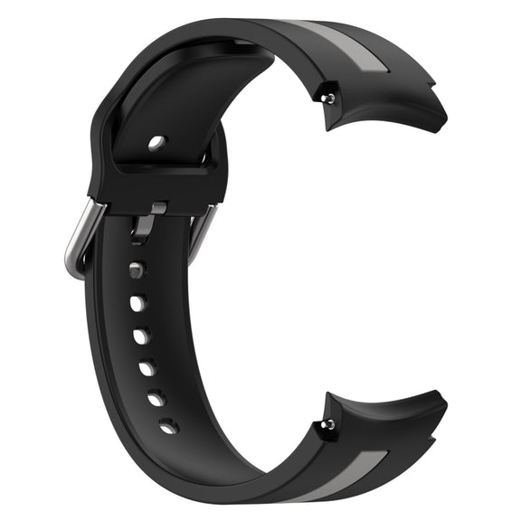 For Samsung Galaxy Watch 7 40 / 44mm Two Color Stripe Silicone Watch Band(Black Gray)