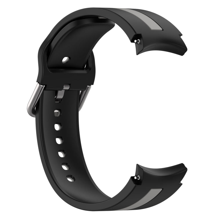For Samsung Galaxy Watch 7 40 / 44mm Two Color Stripe Silicone Watch Band(Black Gray)