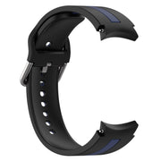 For Samsung Galaxy Watch 7 40 / 44mm Two Color Stripe Silicone Watch Band(Black Blue)