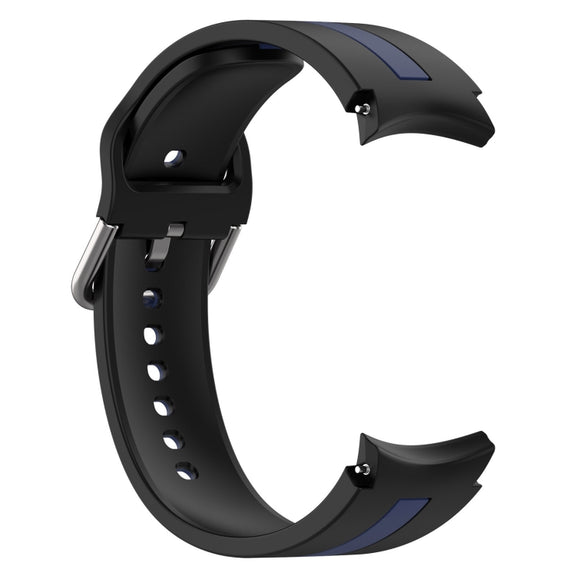 For Samsung Galaxy Watch 7 40 / 44mm Two Color Stripe Silicone Watch Band(Black Blue)