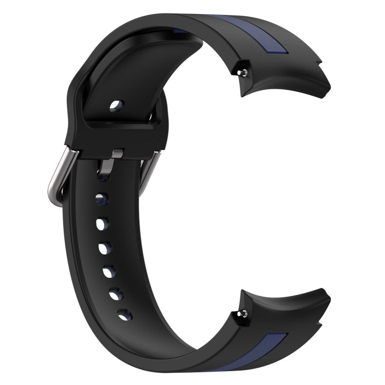 For Samsung Galaxy Watch 7 40 / 44mm Two Color Stripe Silicone Watch Band(Black Blue)