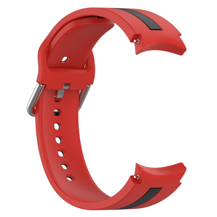 For Samsung Galaxy Watch 7 40 / 44mm Two Color Stripe Silicone Watch Band(Red Black)