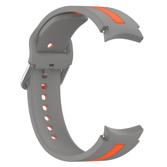 For Samsung Galaxy Watch 7 40 / 44mm Two Color Stripe Silicone Watch Band(Gray Orange)